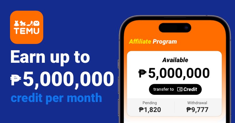 MelMozo's tweet photo. Click the link https://t.co/TXBWflBlUE to join ⭐️Temu Affiliate Program⭐️! Up to 💰₱5,000,000 per month is waiting for you~! https://t.co/RpRDpXIvhq