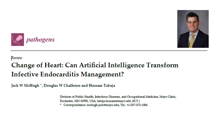 Mayo Clinic Infectious Diseases (@mayoclinicinfd) on Twitter photo #ScholarlySunday features the work of our fellow, Dr. Jack Mc Hugh <a href="/jamchugh/">Jack McHugh</a>, on the role of artificial intelligence in the management of infective endocarditis. Congratulations Jack and to your mentors Drs. Challener <a href="/dwchallener/">Doug Challener, MD, MS</a> and Tabaja @hussamtabaja. #ScholarlySunday features the work of our fellow, Dr. Jack Mc Hugh <a href="/jamchugh/">Jack McHugh</a>, on the role of artificial intelligence in the management of infective endocarditis. Congratulations Jack and to your mentors Drs. Challener <a href="/dwchallener/">Doug Challener, MD, MS</a> and Tabaja @hussamtabaja.