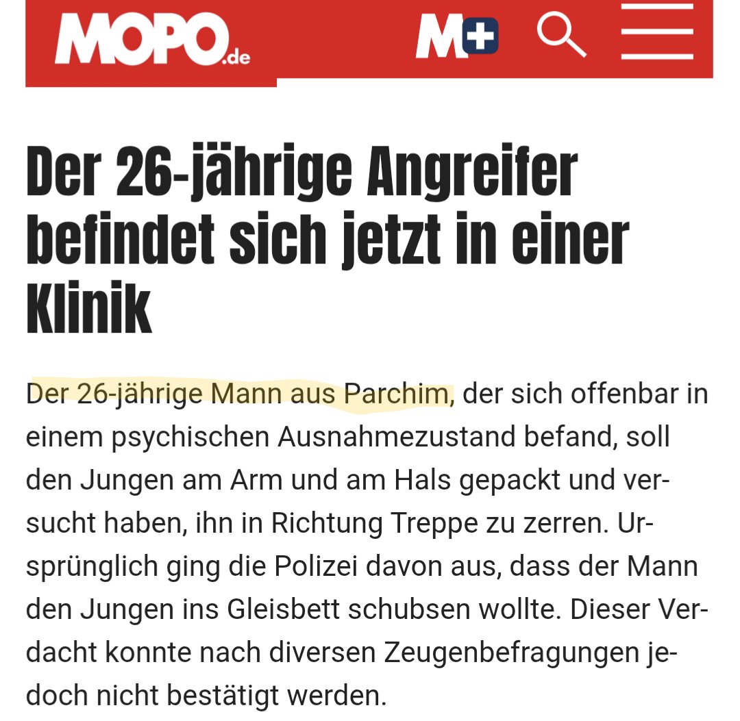 BREAKING NIUS: Der "26-jährige Mann aus Parchim", der auf dem Bahnhof Reinbek unvermittelt ein 12-jähriges Kind angegriffen hat, ist Afghane.