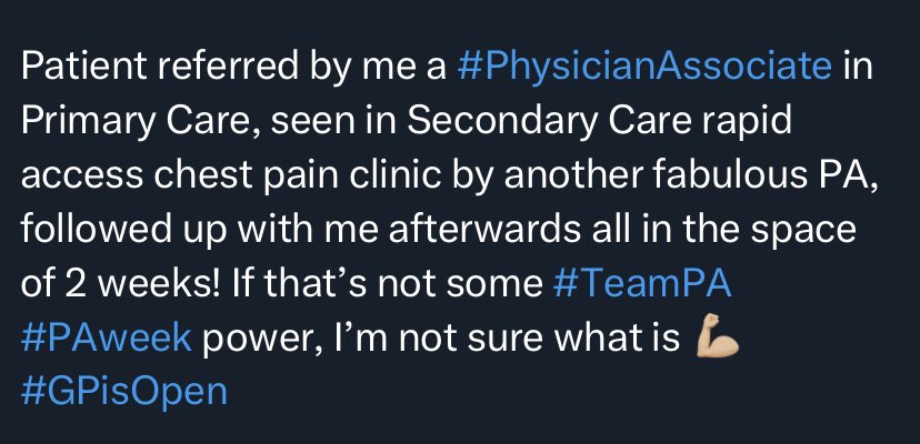 medicalmodelbri's tweet image. This is what PAs want . A Non- medically led patient pathway

‼️ Diagnosed /referred by a PA to secondary care 
‼️ Seen in rapid access clinic by a PA 
‼️ Followed up by a PA in primary care 

Why are patients being denied care by medically qualified Doctors ?
@rcgp @lengreview