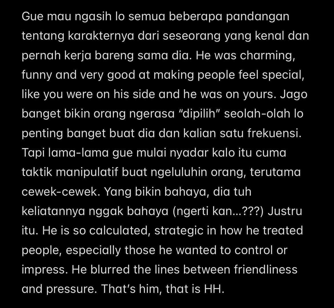 anggeeladivya's tweet photo. This isn’t easy to write, tapi setelah gue ngeliat apa yang muncul tentang HH, orang yang dulu gue anggap sebagai teman dan rekan kerja, gue ngerasa gue harus speak up. https://t.co/nqFPiywY24