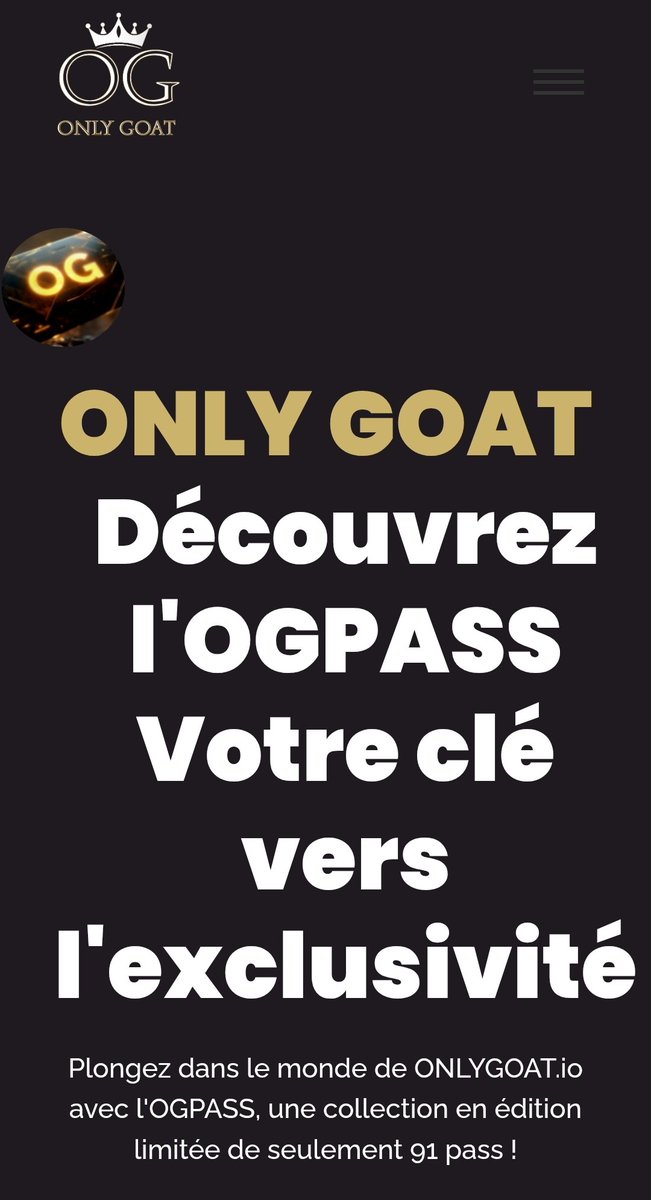 📣Lancement officiel d'OnlyGOAT.io !🚀
Le projet OnlyGOAT prend vie avec son site officiel ! 
Découvrez la Roadmap, le Whitepaper, une communauté de fans passionnés et des expériences réservées aux vrais GOATs. 

Rejoignez-nous dès maintenant sur 👇🏻