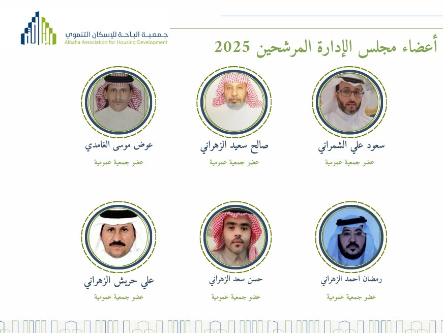 bahahousing's tweet image. الأعضاء المرشحين لمجلس إدارة جمعية الباحة للإسكان التنموي في دورته الثانيه.