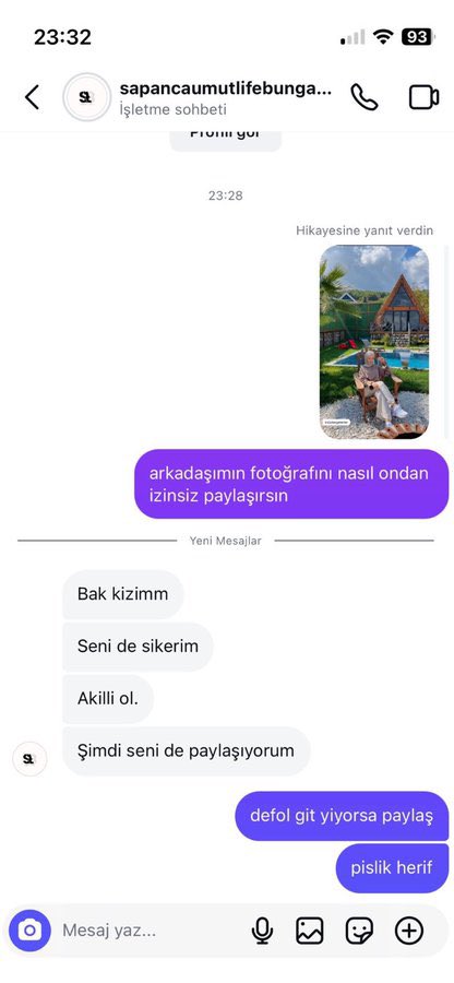 ne_kadarolduTR's tweet image. ALÇAK ŞEREFSİZ TUTUKLANSIN. 

(Küfürlü Paylaşım) 

Sakarya Sapanca’da bir bungalov firması, bölgede konaklayan başörtülü kızların çektiği kişisel fotoğrafları sosyal medya hesabından izinsiz paylaştı. 

Duruma tepki gösteren kızlardan biri firmayla iletişime geçtiğinde ağır…