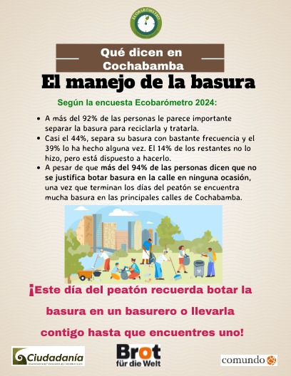 ¡Juntos podemos mantener nuestras calles limpias y cuidar el medio ambiente! 🌿✨
#NoMásBasura #CuidaTuCiudad #DíaDelPeatón #Cochabamba