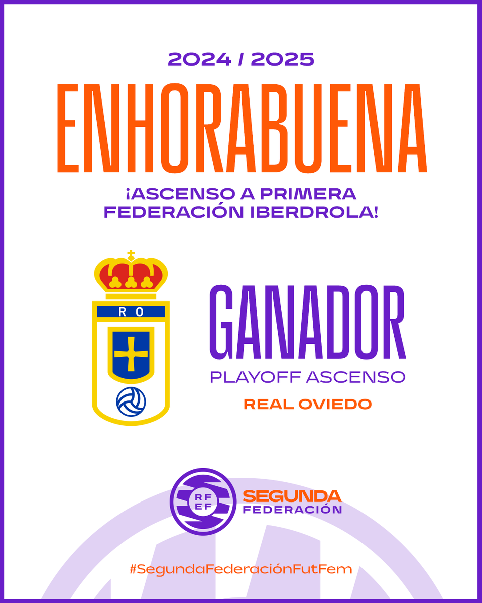📣 <a href="/RealOviedoFem/">Real Oviedo Femenino</a>, ya podéis gritarlo bien alto:

¡𝗦𝗢𝗜𝗦 𝗘𝗤𝗨𝗜𝗣𝗢 𝗗𝗘 #PrimeraFederaciónIberdrola!

🙌 ¡Enhorabuena por vuestra magnífica temporada! 🙌

#SegundaFederaciónFutFem | #FutFemRFEF