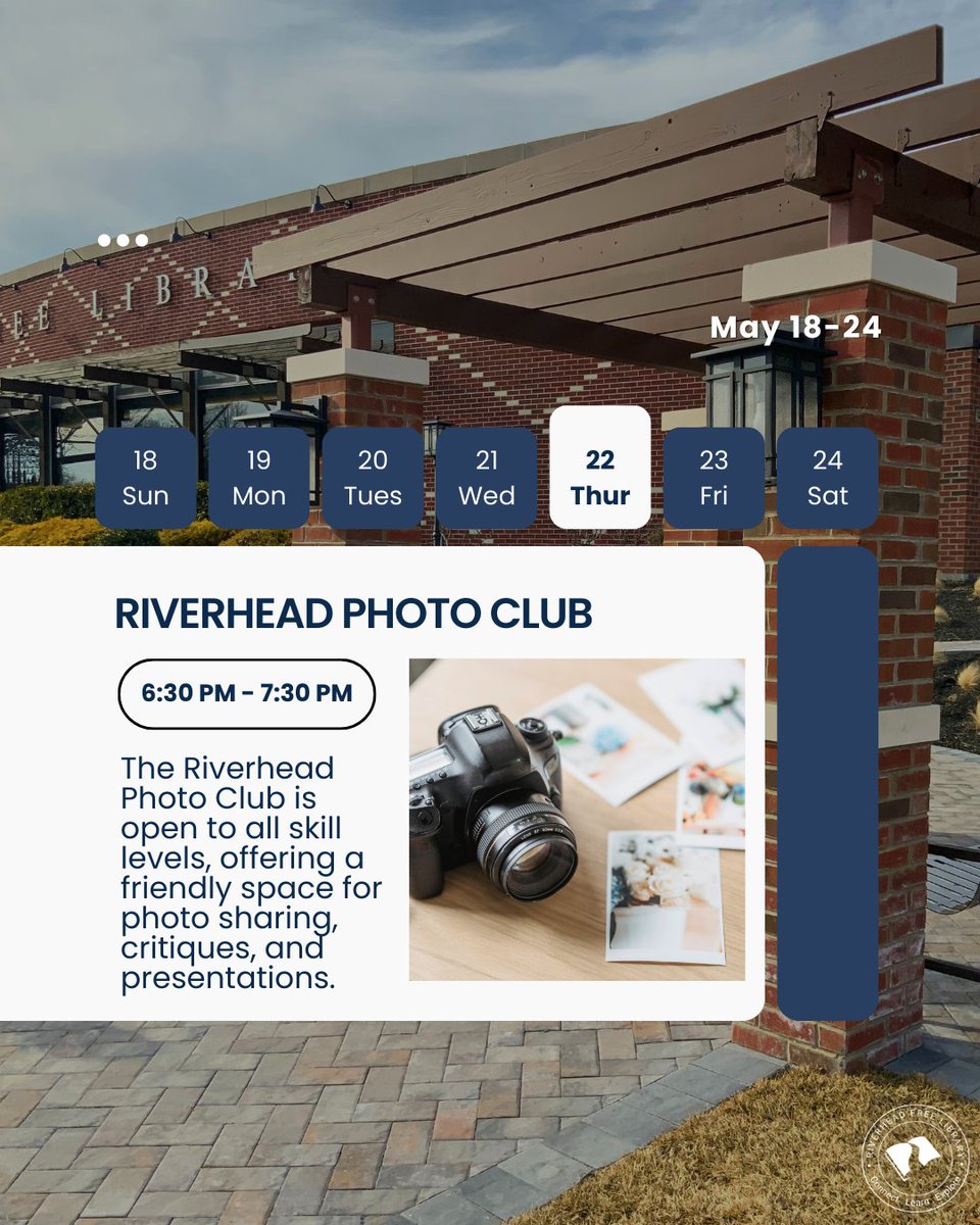 RivFreeLibrary's tweet image. This week at RFL: energy-saving tips, self-sufficiency ideas, the Riverhead Photo Club, and a Veterans Resource Table for vets and their families. Come see what’s happening at your library!⚡️🥕📸🎖️

#RiverheadFreeLibrary #LibraryPrograms #CommunityResources