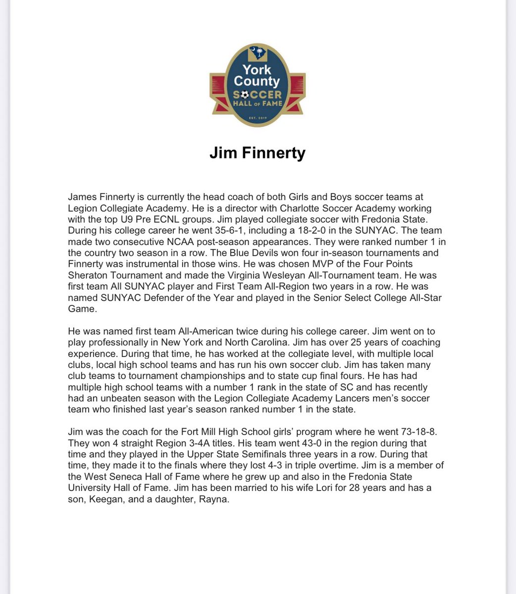 York County (SC) Soccer Hall of Fame tweet media