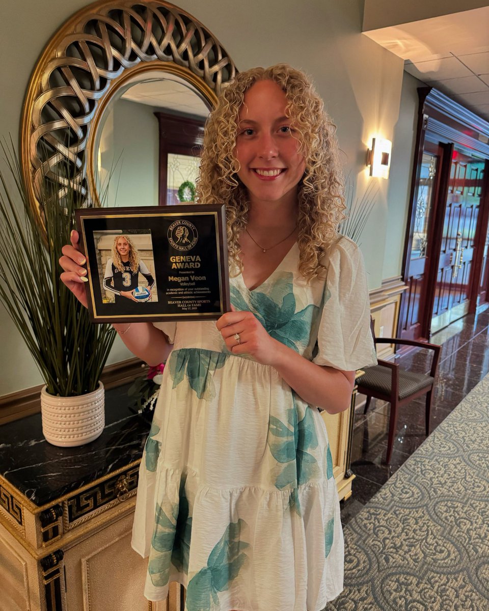 Congratulations to Megan Veon for being honored by the Beaver County Sports Hall of Fame with the Geneva Award!

This award recognizes the outstanding academic and athletic achievements of a player’s college career.

May 17, 2025 #GoGCVB #genevacollege