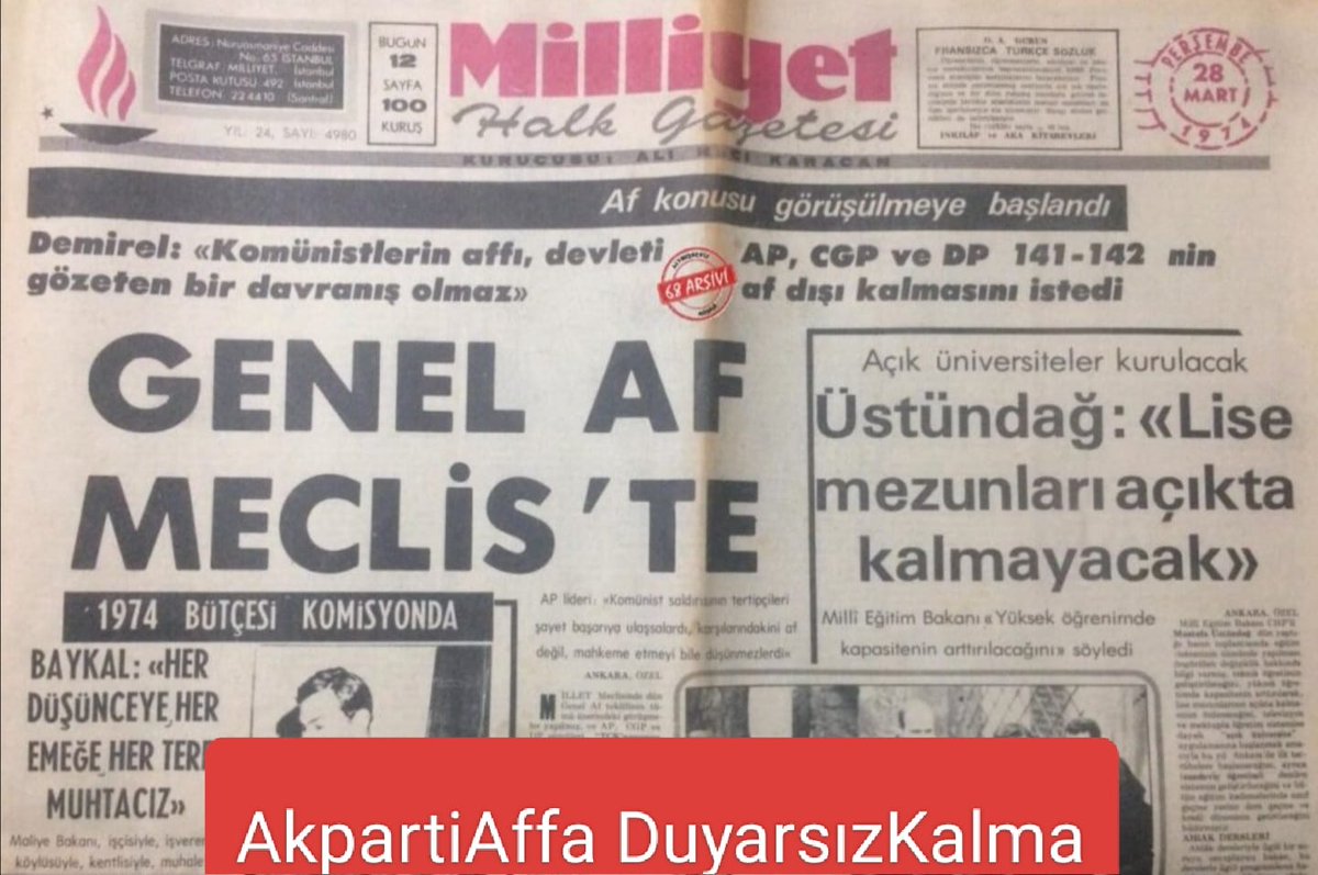 GenelAF BarışSağlar

<a href="/RTErdogan/">Recep Tayyip Erdoğan</a> <a href="/eczozgurozel/">Özgür Özel</a> 
<a href="/dbdevletbahceli/">Devlet Bahçeli</a>
MİLLETİN TALEPLERİNE KULAKLARINIZI KAPATMAYI

10 MİLYON MAHKUM YAKINLARI ADLİ MAHKUMA MADDE AYRIMSIZ EŞİT AF İSTİYOR ❗❗❗