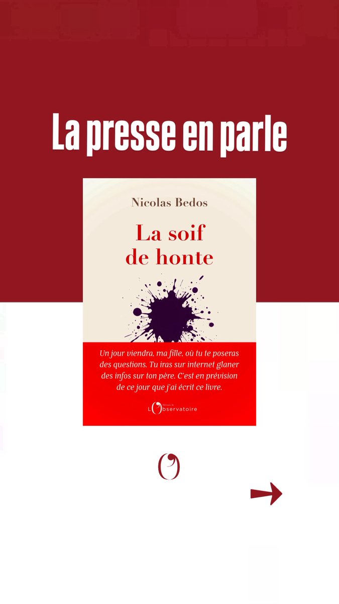nicolasbedos1's tweet photo. La presse parle de « La soif de honte », le récit de Nicolas Bedos publié aux @EdLObservatoire https://t.co/R2A0Mg6MIF