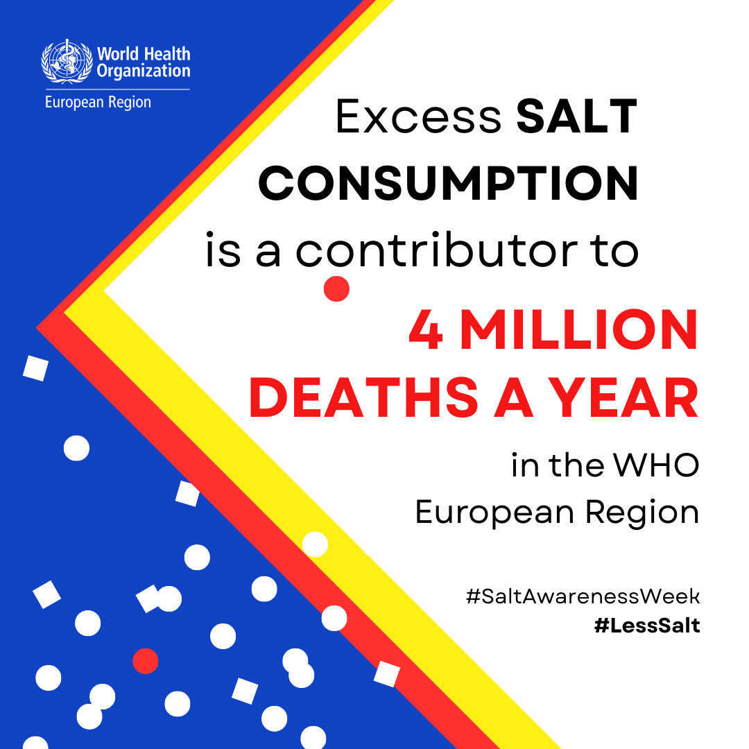 WHO_Europe's tweet image. 📉 #Cardiovascular diseases cause 4 MLN deaths every year in the WHO European Region.

#Salt reduction can close the health gap. Several policies can help:

🟢 Food reformulation
🟢 Sodium limits in canteens
🟢 Front-of-pack labels

bit.ly/4jRgA1I

#SaltAwarenessWeek