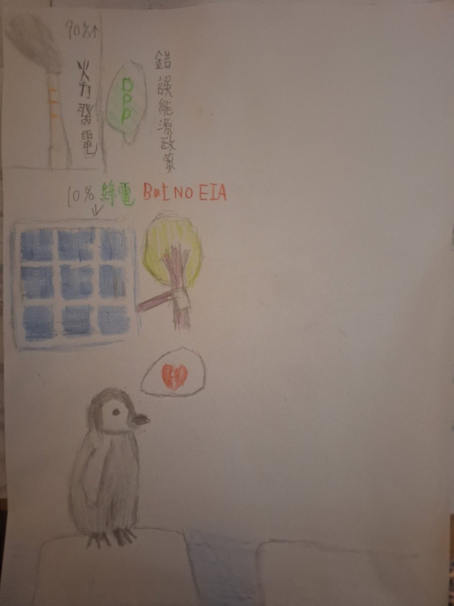 shionfan_sammy's tweet photo. #climatechage
#Emperorpenguin
#動物好き
#イラスト
剛剛塗鴉這張圖
雖然很簡單
但是這張圖應該能清楚表達意思
台灣dpp政府90%以上火力發電
10%以下綠電 然後環評沒落實
砍樹種電
這雖然第一印象只是台灣能源問題
但仔細想一想很恐怖
這是加速破壞全球生態
台灣現狀不只影響台灣人甚至會加速全球暖化 https://t.co/KDCIbPu7pY