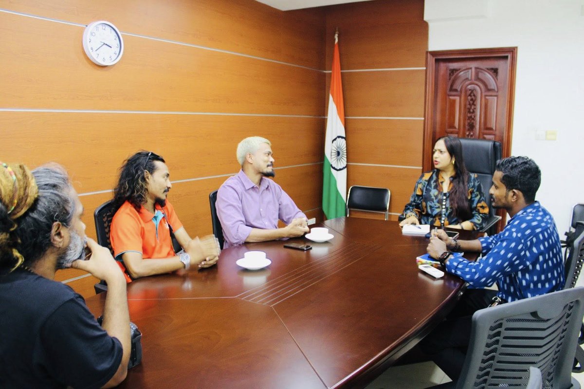 iccr_maldives's tweet image. Maldivian band @2ofusmv met Director ICC after securing 3rd place at Battle of Bands International in India broadcast on DD &amp;amp; global platforms. A proud moment as future Indo-Maldivian cultural collaborations were discussed!
@iccr_hq 
@HCIMaldives 
@MEAIndia 
#2ofus #IndiaMaldives