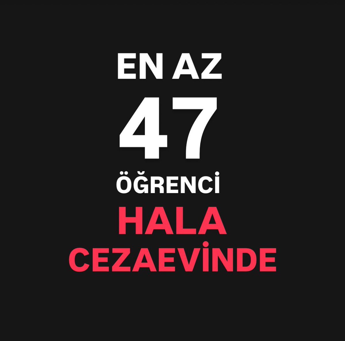 Günaydınlar dostlar.

En az 47 öğrenci hala cezaevinde.

Unutma, unutturma. Paylaş.