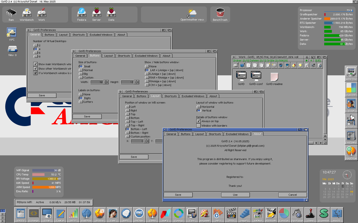 AmigaWorld's tweet photo. GoVD - die virtuelle Desktoperweiterung für die Workbench des AmigaOS - ist in Version 2.4 erschienen

https://t.co/8I9nXSDpnm

#commodore #amiga #amigaos #amigaworld #govd #workbench #virtual #desktops #software #retro https://t.co/9rMWMJi2T7