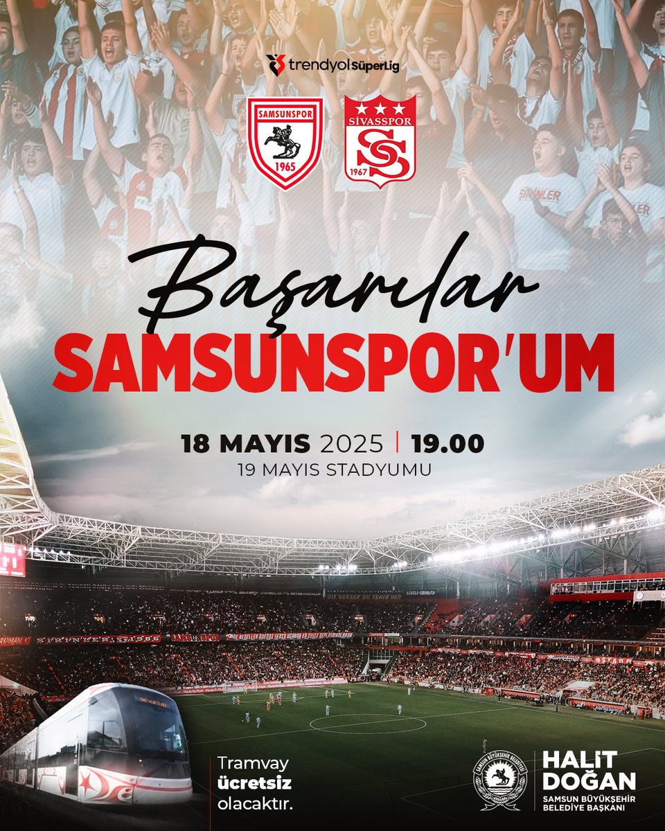 Başarılar #Samsunspor’umuz 🔴⚪️⚫️

📌Bugün evimizde Sivasspor ile karşılaşacak şehrimizin gururu Samsunspor’umuza gönülden başarılar diyoruz.🏟️⚽️

Avrupa’ya daha güçlü Samsunspor’umuz…