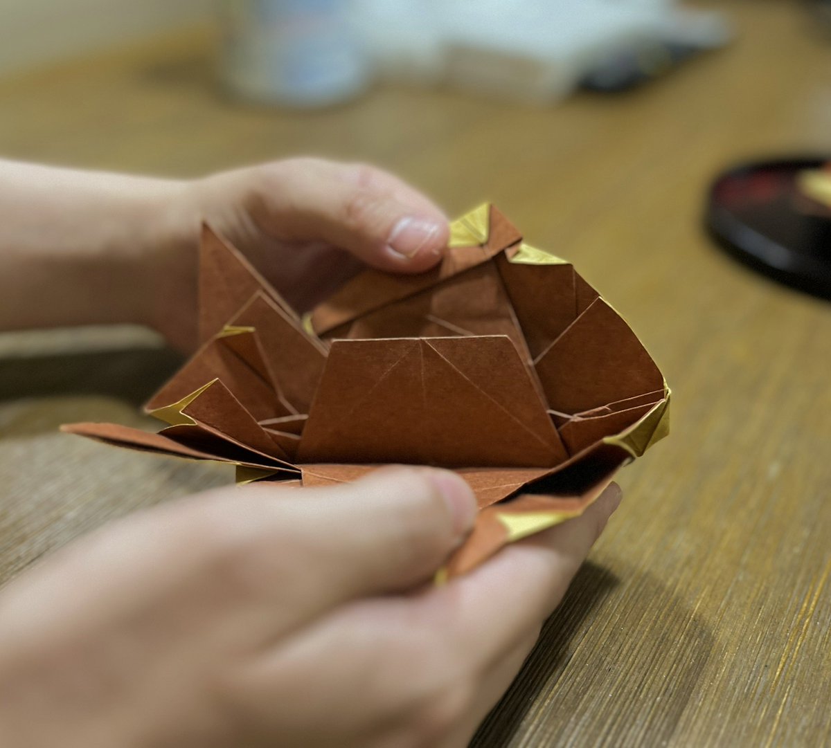 たい焼き
だいぶケチですがあんこが入っています。#折り紙作品