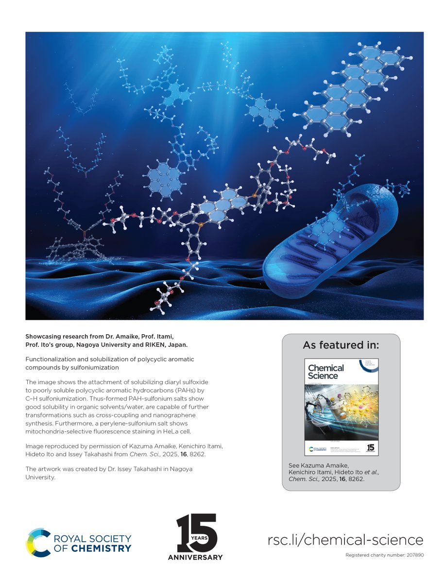 Chemical Science (@chemicalscience) on Twitter photo 📢 NEW #ChemSciCovers
'Functionalization and solubilization of polycyclic aromatic compounds by sulfoniumization' by Hideto Ito, Kazuma Amaike, Kenichiro Itami et al.
🔗 doi.org/10.1039/D5SC01…
<a href="/110hideto/">Hideto ITO</a> <a href="/GloriusGroup/">Glorius Group</a> <a href="/Itamilab/">Itami Lab</a> <a href="/J_Erchinger/">Johannes Erchinger</a> 📢 NEW #ChemSciCovers
'Functionalization and solubilization of polycyclic aromatic compounds by sulfoniumization' by Hideto Ito, Kazuma Amaike, Kenichiro Itami et al.
🔗 doi.org/10.1039/D5SC01…
<a href="/110hideto/">Hideto ITO</a> <a href="/GloriusGroup/">Glorius Group</a> <a href="/Itamilab/">Itami Lab</a> <a href="/J_Erchinger/">Johannes Erchinger</a>