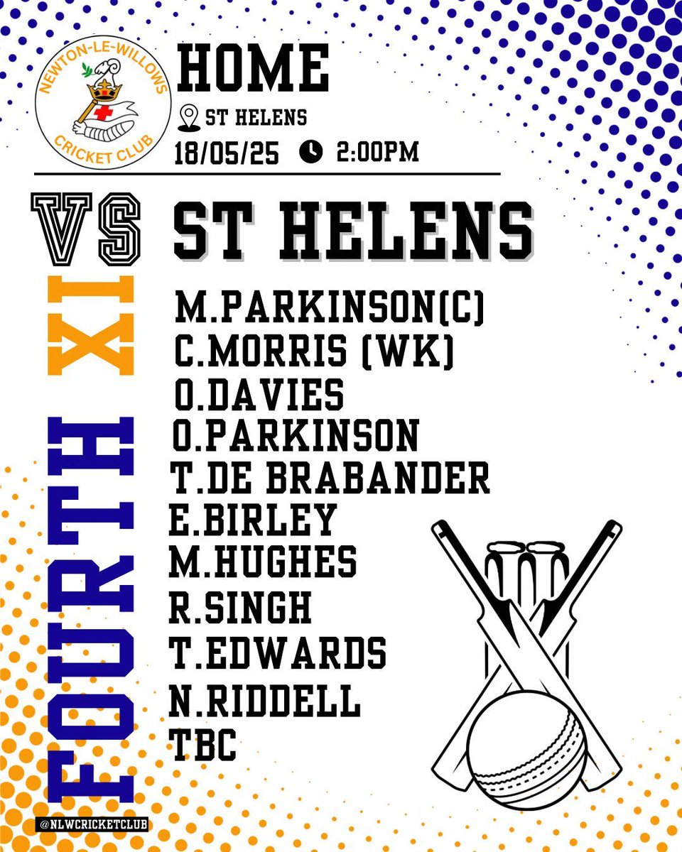 Sun out. Whites on.☀️🏏

- 3XI away against Sefton Park
- 4XI home against St Helens

Another Sunday, another match to play 💙🧡

#nlwcc #sundaycricket #sun #sports #homeandaway