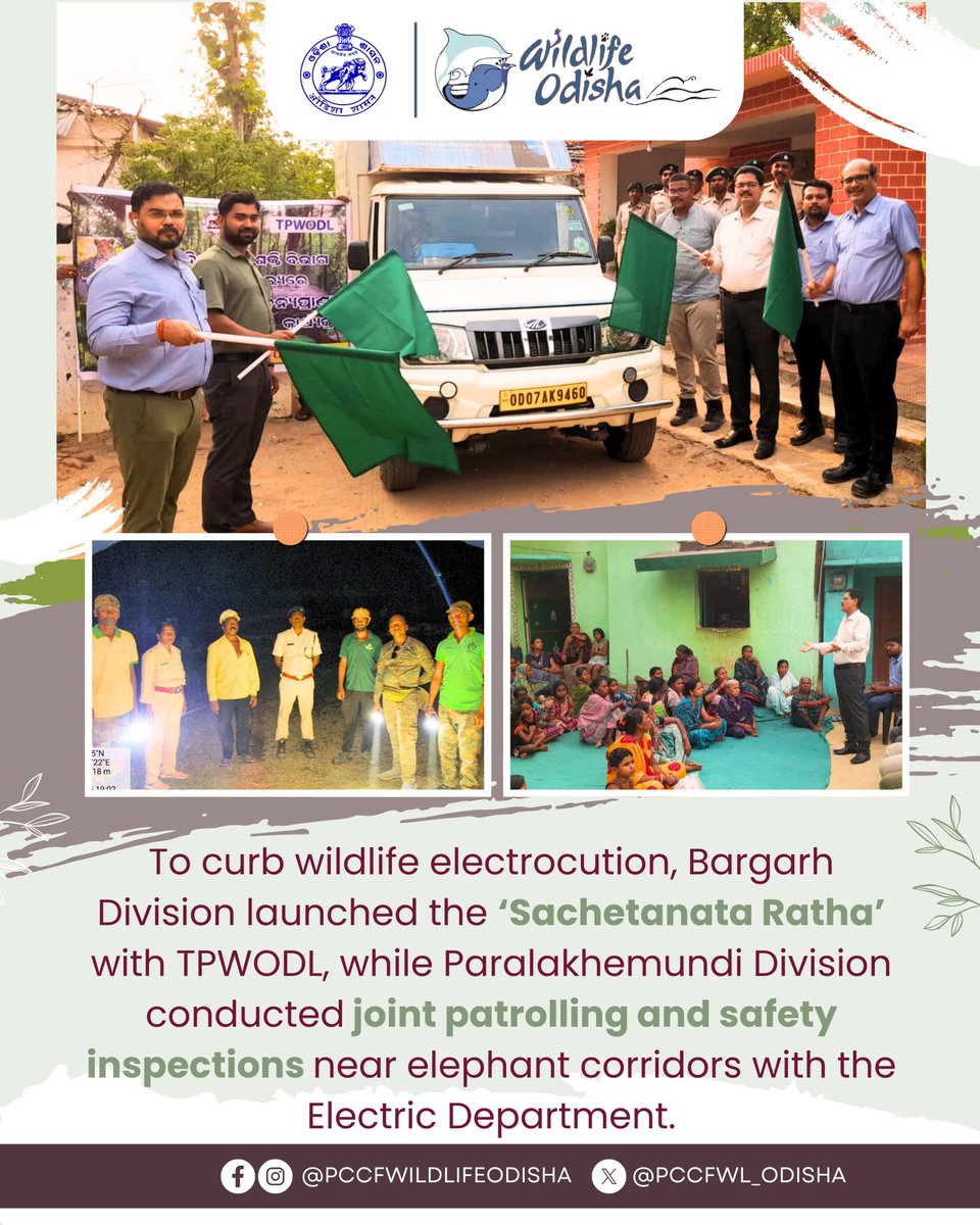 Bargarh &amp; Paralakhemundi Forest Divisions conducted awareness drives and joint field actions to curb illegal hooking and protect wildlife.

While Bargarh launched a ‘Sachetanata Ratha’ with TPWODL to educate locals, Paralakhemundi carried out joint patrolling with the Electric