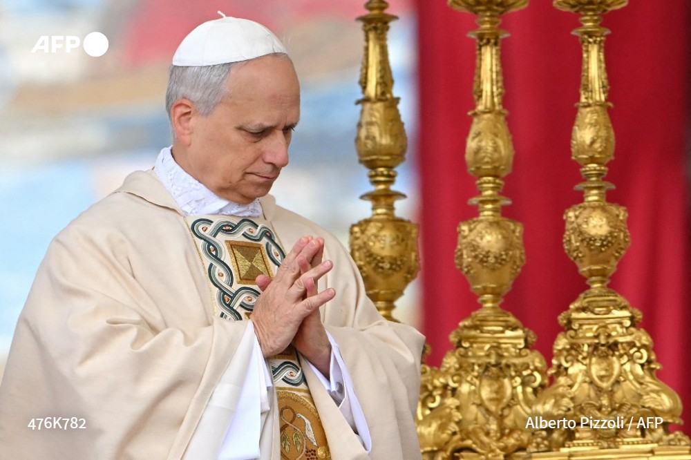 Pope Leo XIV leads a Holy mass for the beginning of his pontificate, in St Peter's Square in The Vatican on May 18, 2025