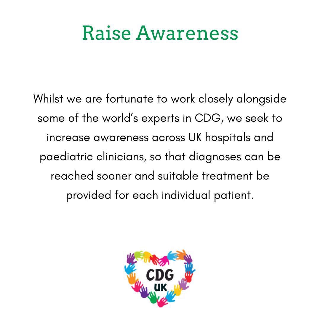 Our work is driven by four core goals:
✔️ Support families through diagnosis &amp; beyond
✔️ Raise awareness of CDG
✔️ Fund vital research
✔️ Educate healthcare professionals to spot the signs earlier
#PatientVoice #TurningTheTide4RAREDisease @cdguk