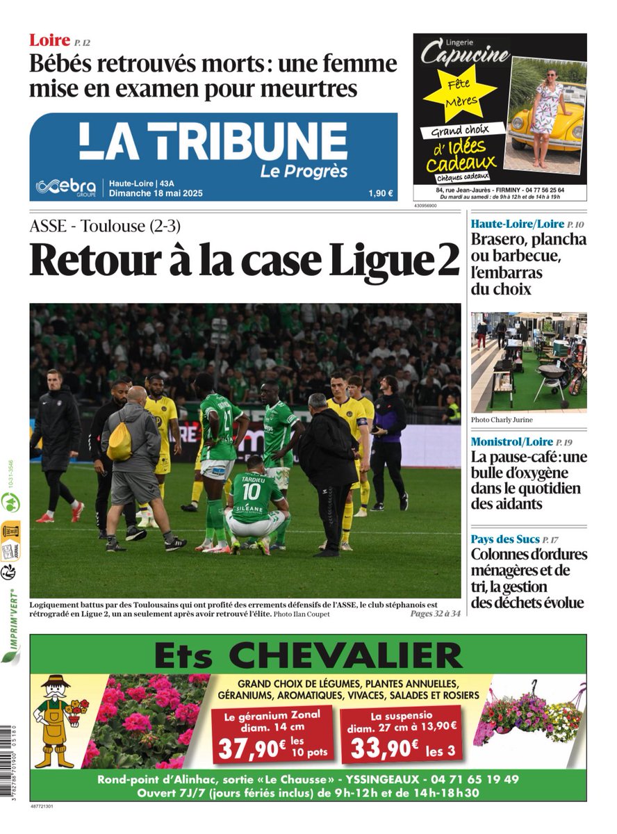Une du jour pour <a href="/Leprogresloire/">Le Progrès Loire</a> ⚽️👇🏼 #ASSE #ASSETFC