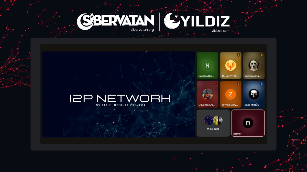 ✨ Bu hafta, "I2P Network" konusundaki sunumu ile bize değerli bilgiler aktaran Serkan Özyaman'a çok teşekkür ederiz.

#SiberVatan #YıldızCTI #CyberThreatIntelligence