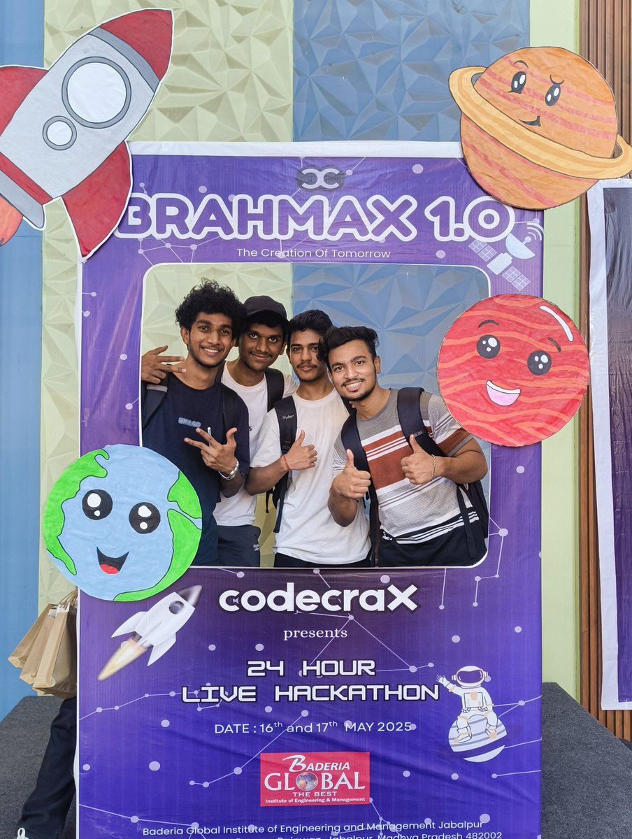 its_punit05's tweet image. Proud to share that Team MechX secured 2nd Runner-Up at #BRAHMAX1_0 — a national hackathon by BGIEM, Jabalpur!
24+ hrs of building, learning &amp;amp; grinding with an amazing team: @RounakSoni4U, @officiali_mannu ,@VedantSanodiya
Big win, bigger lessons!
#Hackathon #MechX4 
@codecrax_