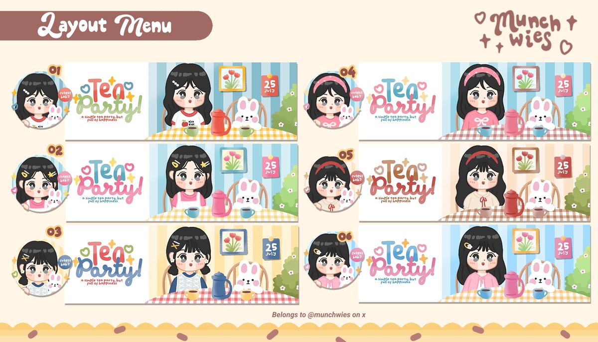 help repost please? thank you 🍫

haloo aku bawa layout ready stock chibi dari katalog tea party 👧🏻☕️ bisa langsung diclaim by dm yaa, 28k/ea available retext only (check ALT) grab yours🫙🍪

#zonauang