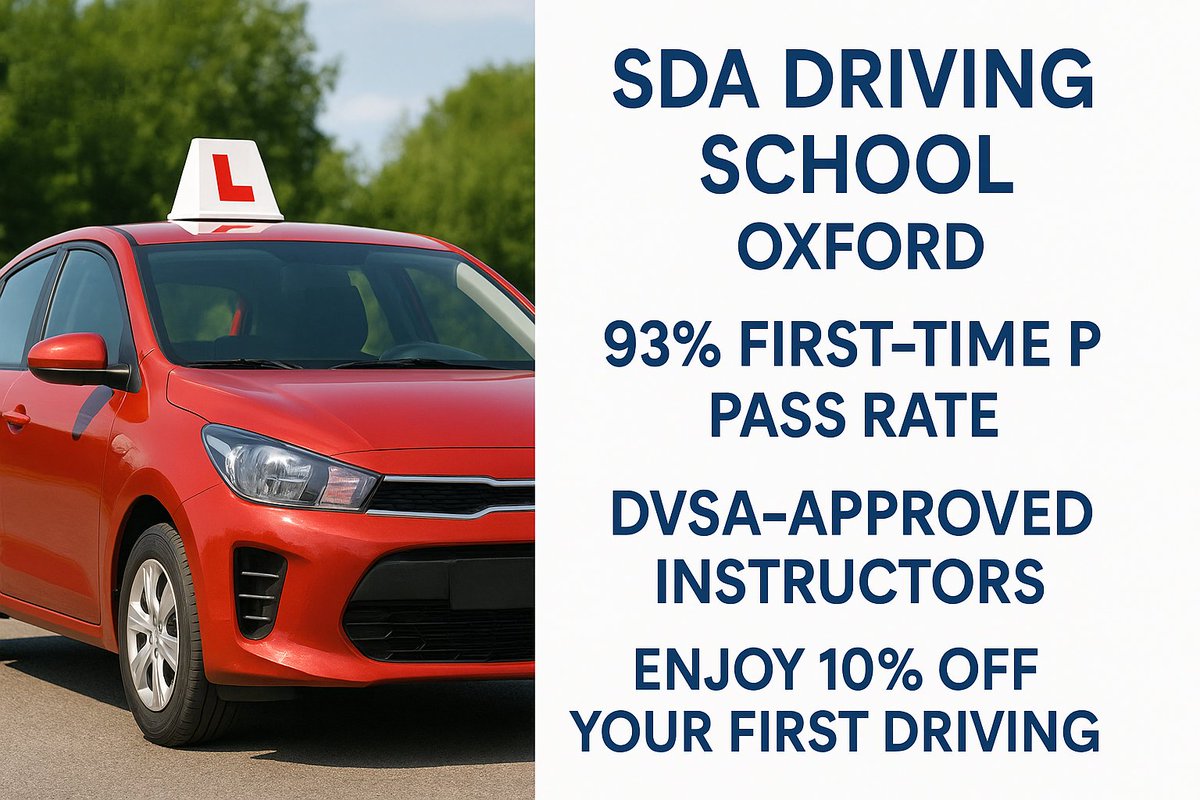 SdaOxford's tweet photo. Start Your Driving Journey with Confidence!

Join SDA Driving School Oxford and experience: ✔️ 93% First-Time Pass Rate
✔️ DVSA-Approved Instructors
✔️ 10% Off Your First Driving Lesson
Book today and save!
#DrivingSchool #OxfordDriving #LearnToDrive #SDA #DrivingLessons https://t.co/dl63emHj6c