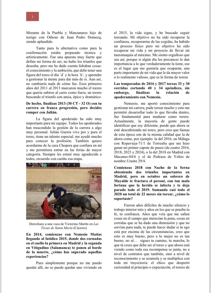 REPORTAJE SOBRE

“FORTES Y LA ESPIRITUALIDAD 

DEL TOREO”  <a href="/JimenezFortes/">Saúl Jiménez FORTES</a> 

Publicado el 9/5/25 

en la Revista TOROS

📷 David Bracho

📷 Rafael Villar 

<a href="/rvmoyo/">Rafael Villar Moyo</a> 

1/2