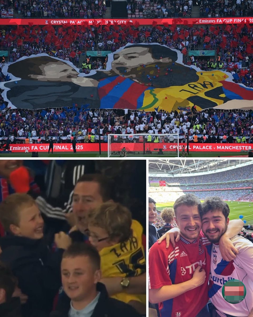 Crystal Palace unveiled a stunning tifo yesterday, featuring two fans—Dominic and Nathan—celebrating with their dad, Mark, after the Eagles knocked Manchester United out of the League Cup back in 2011. ❤️

Fourteen years later, Dominic and Nathan watched their team win the first