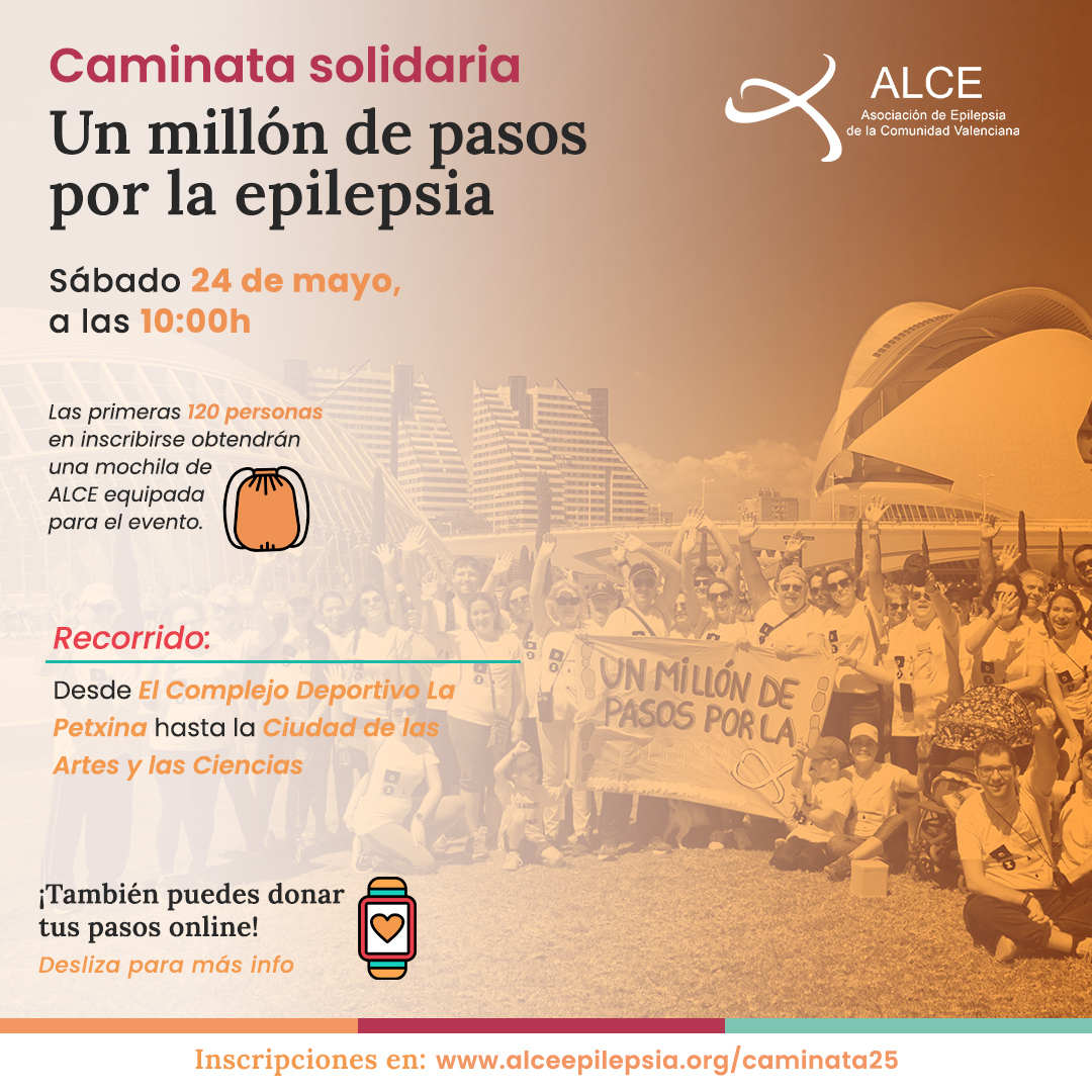 ALCEEpilepsia's tweet photo. 👟 Este 24 de Mayo, #DiaNacionalEpilepsia, caminamos por la visibilidad🧡¿Te vienes?
📍 a las 10:00 h – en el Cauce del Turia (La Petxina)
🎒 Te llevarás una mochila equipada para la ocasión
📲 También puedes donar #ALCEpasos en nuestras RRSS.
Inscríbete: https://t.co/0bnbOPDve6 https://t.co/JBO2sRdpjP