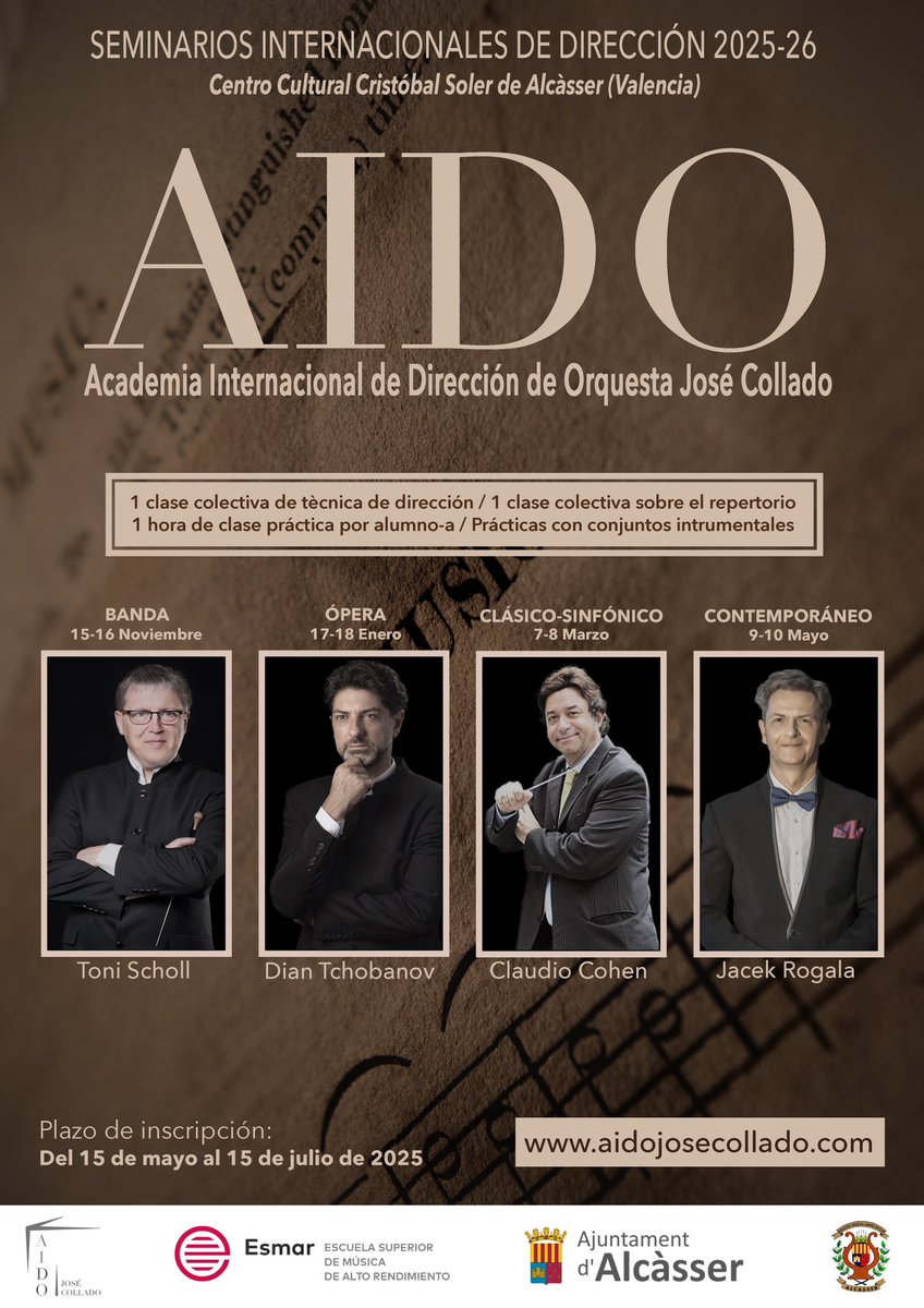 CURSO DE DIRECCIÓN 2025-26
ℹ️ Info: aidojosecollado.com/curso-de-direc…
📝 Inscripción: aidojosecollado.com/curso-de-direc…

SEMINARIOS DE DIRECCIÓN 2025-26
ℹ️ Info: aidojosecollado.com/seminarios-int…
📝 Inscripción: aidojosecollado.com/seminarios-int…

📆 Inscripción del 15 de mayo al 15 de julio de 2025. Plazas limitadas.