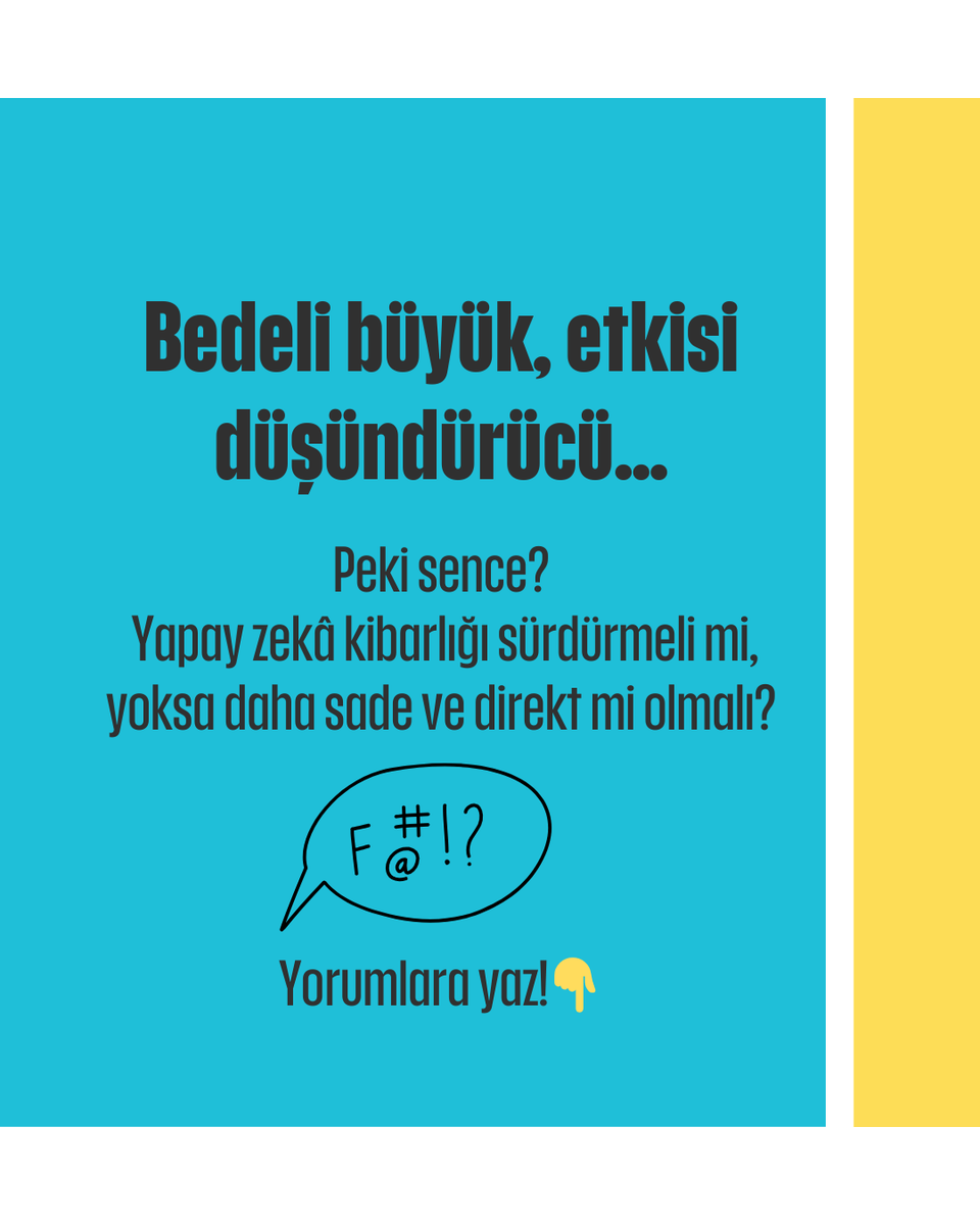ChatGPT’nin “rica ederim” demesi sana sıcak gelmiş olabilir ama OpenAI için hiç de öyle değil 😬

Peki sence yapay zekâ kibarlığı sürdürmeli mi, yoksa daha sade ve direkt mi olmalı?
Yorumlara yaz! 👇