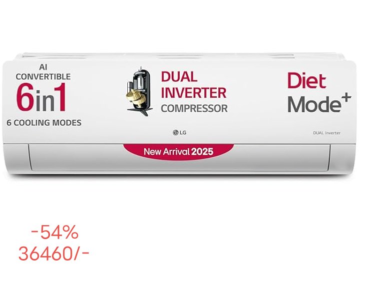 KirackD69442's tweet photo. LG 1.5 Ton 3 Star DUAL Inverter Split AC (Copper, AI Convertible 6-in-1, VIRAAT Mode, Diet Mode+, Faster Cooling &amp; Energy Saving, HD Filter with Anti-Virus Protection, US-Q18JNXE, White)
https://t.co/wwZOxiBNV3

#LG #LGAC #Ac #cooling #acdualinvertor #Aitechnology https://t.co/g2nDdH4dhp