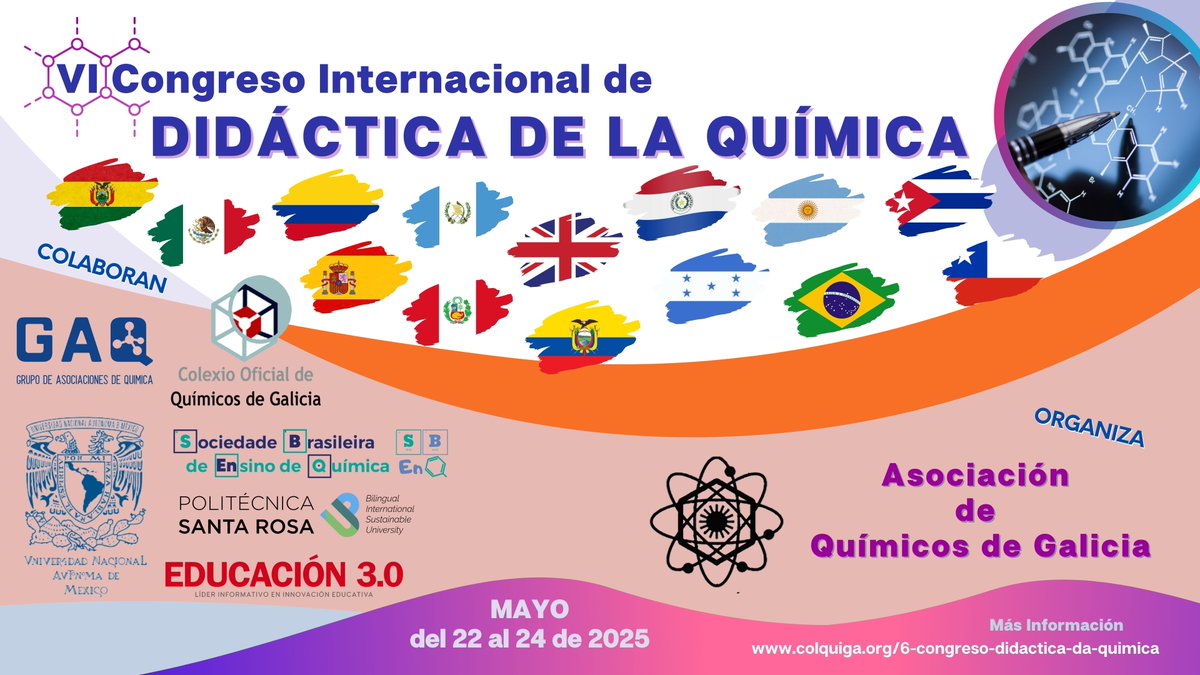 SanmartinJuan's tweet photo. 🧪 ¡Este jueves comienza el VI Congreso Internacional de Didáctica de la Química!
🌍 Participantes de 14 países nos acompañan del 22 al 24 de mayo.
🎥 Ya puedes descargar el fondo oficial para Zoom 👉 
#CongresoQuímica2025 #DidácticaQuímica #EducaciónCientífica https://t.co/D6ddkbl6F7