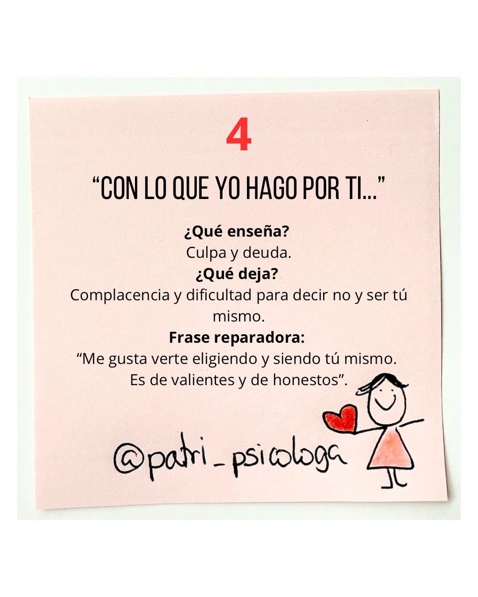 Patri_Psicologa's tweet photo. Frases que marcaron la infancia de muchos niños y que no deberíamos repetir.

En los post-it te explico qué enseñanza, qué dejan y la frase reparadora.

❓¿Qué frase te marcó? ¿Qué frase demoledora, tóxica escuchaste en tu infancia? Te leo.

💕 https://t.co/uQEVu3eUep https://t.co/Ejr5KziWrG