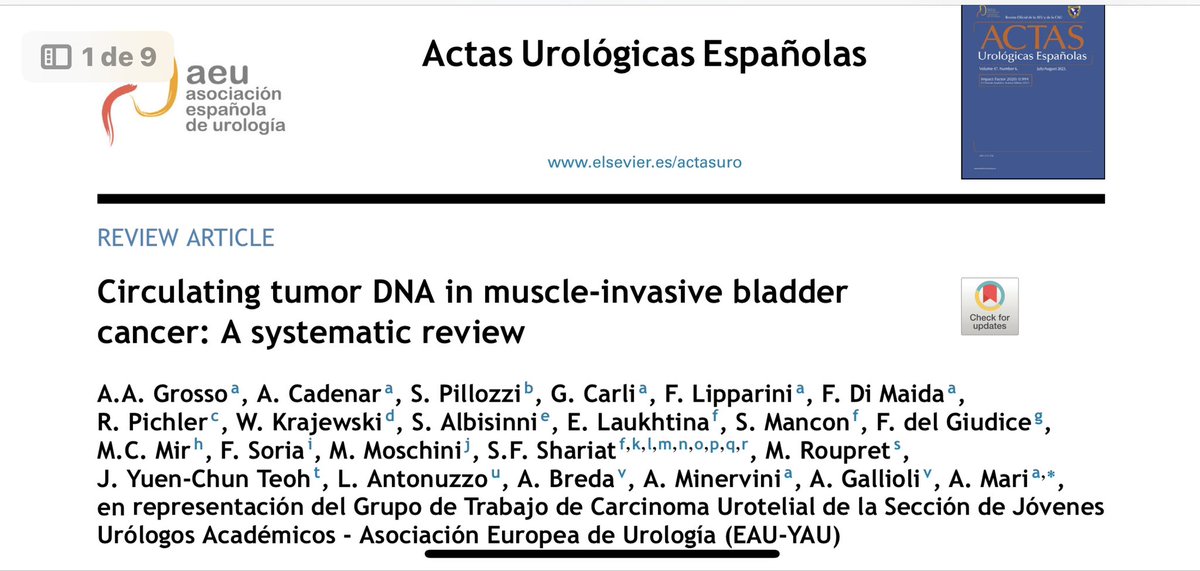 Óscar Rodríguez Faba (@rodriguezfaba) on Twitter photo ➡️ This month in <a href="/actasurologicas/">actasurologicas</a> ADN tumoral circulante en el cáncer de vejiga músculo invasivo: una re... sciencedirect.com/science/articl… ➡️ This month in <a href="/actasurologicas/">actasurologicas</a> ADN tumoral circulante en el cáncer de vejiga músculo invasivo: una re... sciencedirect.com/science/articl…