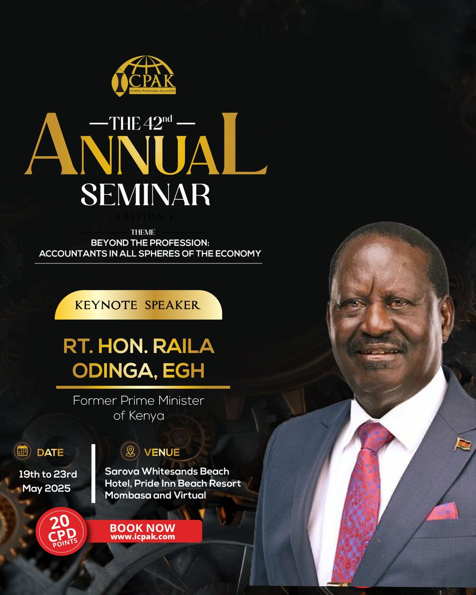 Fiscal discipline and prudent debt management are essential components of national resilience in turbulent economic times. Be part of the dialogue on economic headwinds and resilience of the nation at the #ICPAK42ndAnnualSem edition 1. 

Book today:
Physical: