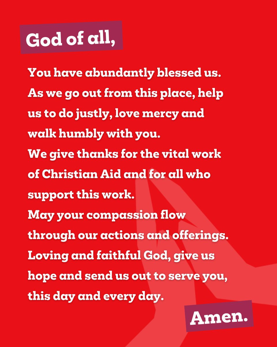 christianaidsco's tweet photo. β€οΈ As #ChristianAidWeek comes to a close, we pray today and give thanks for all the vital work we've done and for all who made this possible.
π Thank you for helping us fund lasting change.
#ChristianAid #ChristianAidScotland #CAW25 #7DaysManyWays #CAID80 #PrayerOfTheWeek https://t.co/zvacBP8gnU