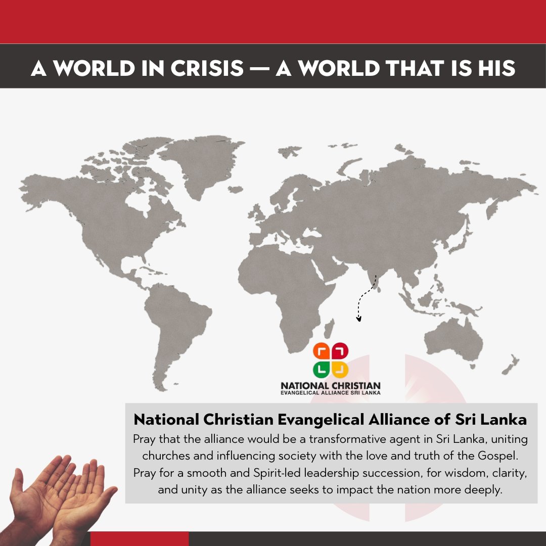 WEAnews's tweet image. 🙏 This Sunday, we pray for the @nceas as they undergo a leadership transition.

Follow along as we pray each Sunday for our alliances. May God bless you.

#PrayForSriLanka #LeadershipTransition #SundayAlliancePrayer