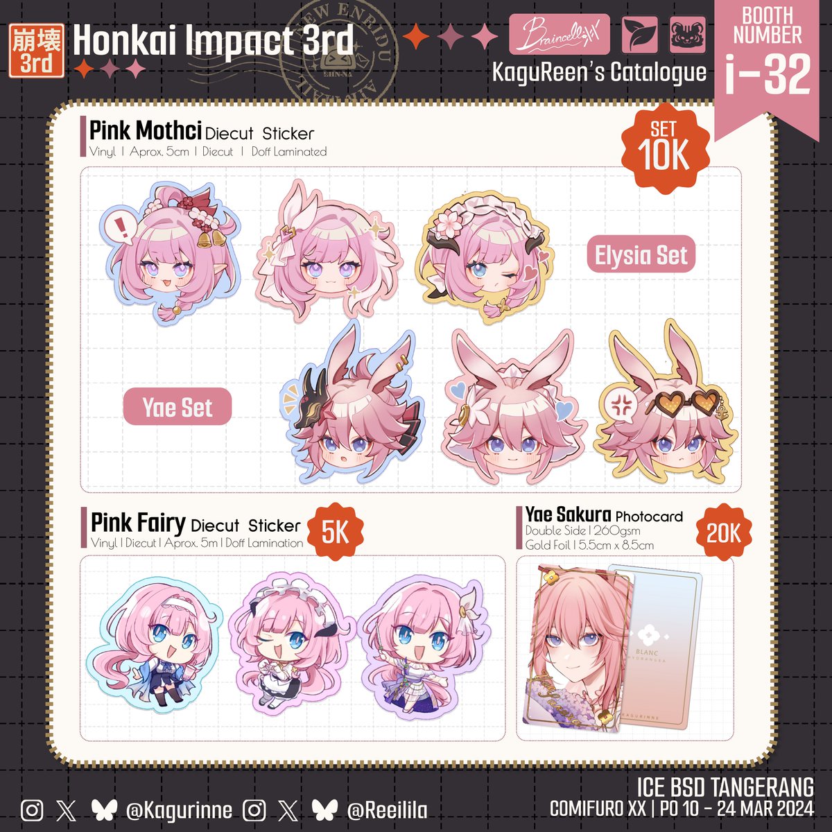 kagurinne's tweet photo. (❤️+🔃are appreciated)

KaguReens – #CFXX OTS cat at logue is here! 

📌Circle: Braincellxx, i-32 with @reeilila
🗓️Both days ICE BSD
🍓ZZZero, GI, HI3, Arknight
💵Cash only!

#CFXXCatalogue #CF20 #cf20catalogue #comifuro20catalogue

(1/2) https://t.co/H87F0FNVmg