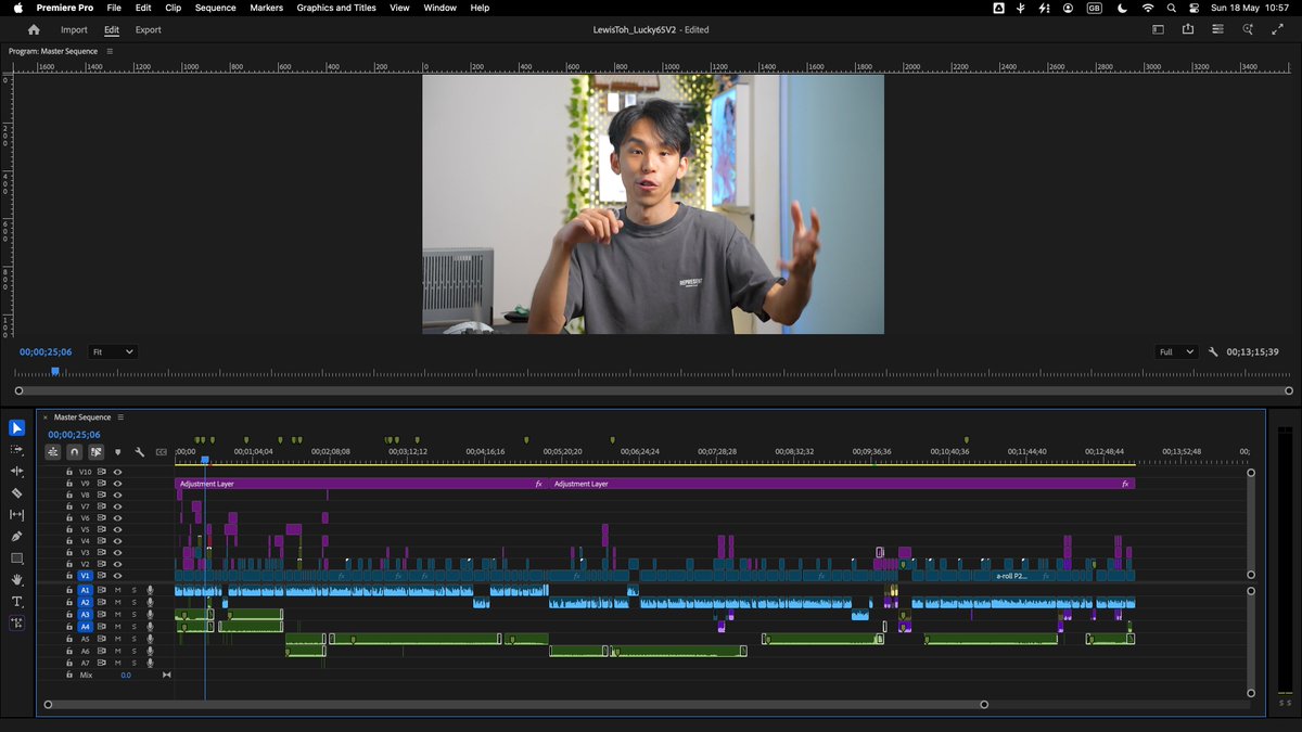Here's the project that outperformed all my clients other 17 YT videos this year, some by quite a big margin too!

The first VFX layer is all a-roll, the 2nd is b-roll and then the rest is adjustment layers for when I'm doing transforms, colour effects etc.
