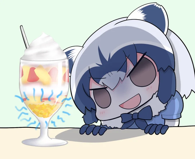パフェ内のシリアルがお気に召さないアライさん 
