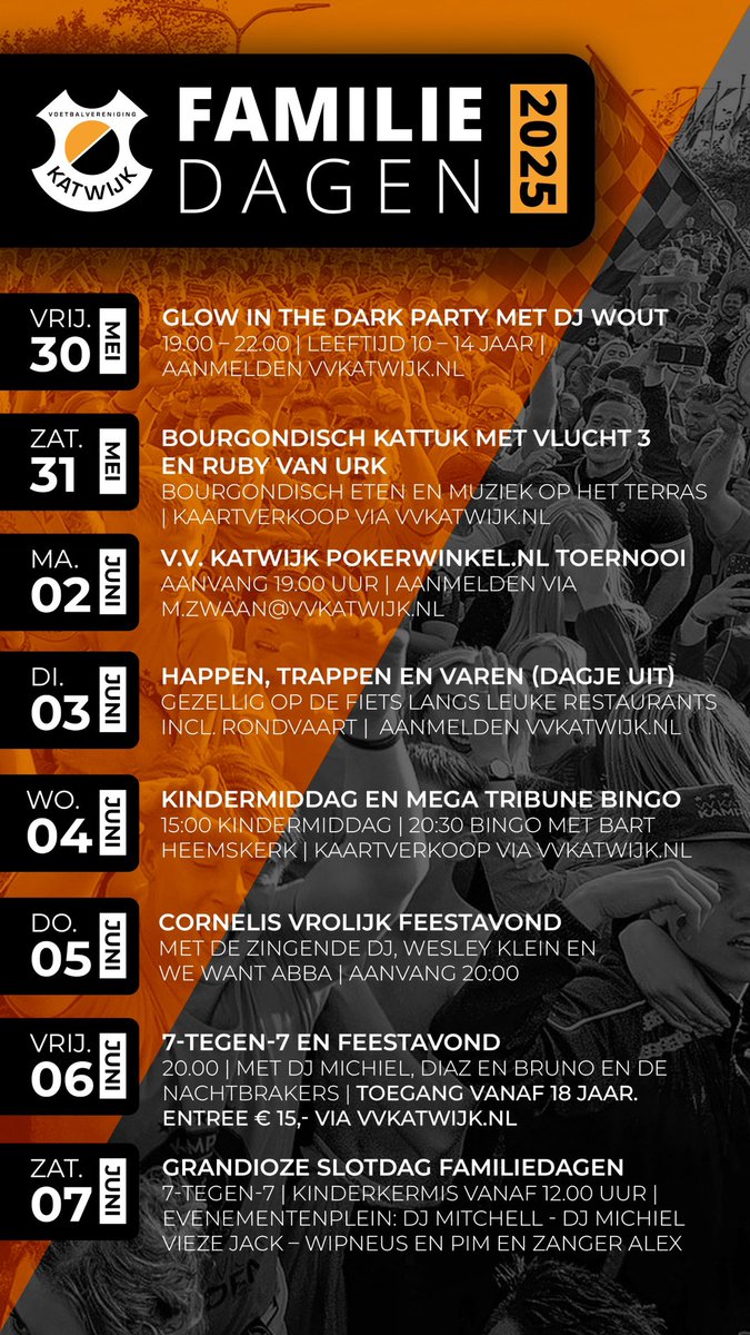 Gelukkig komen de leukste dagen van het seizoen er nog aan😃! Over minder dan 2 weken is het al zover. 

#familiedagen2025 #samenvvkatwijk