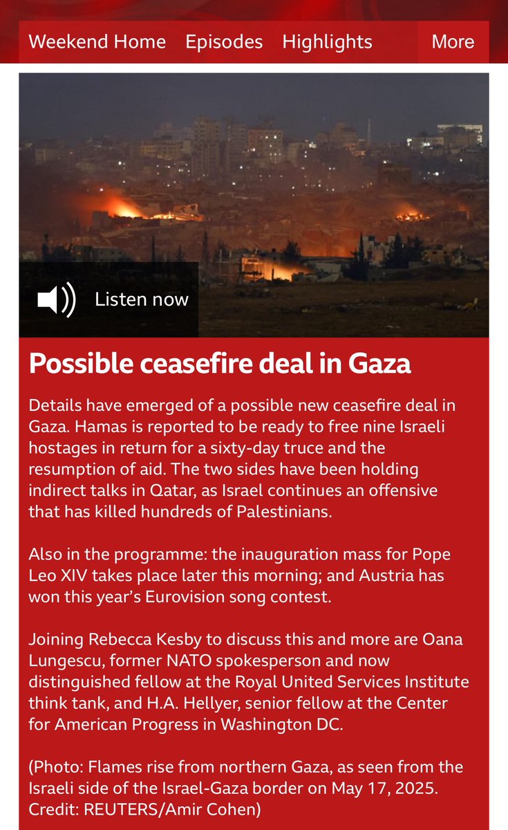 Oana Lungescu (@lungescuoana) on Twitter photo If you missed it, listen here to the first hour of the Weekend programme on <a href="/bbcworldservice/">BBC World Service</a> with <a href="/hahellyer/">ᴅʀ ʜ.ᴀ. ʜᴇʟʟʏᴇʀ 🖖🏾 ⚜️</a> <a href="/rebeccakesby1/">Rebecca Kesby</a> & me, edited by the formidable <a href="/AlbanaKasapi/">Albana Kasapi</a> - covering elections in #Romania & #Poland, developments in the M East, #Eurovision
bbc.co.uk/programmes/w17… If you missed it, listen here to the first hour of the Weekend programme on <a href="/bbcworldservice/">BBC World Service</a> with <a href="/hahellyer/">ᴅʀ ʜ.ᴀ. ʜᴇʟʟʏᴇʀ 🖖🏾 ⚜️</a> <a href="/rebeccakesby1/">Rebecca Kesby</a> & me, edited by the formidable <a href="/AlbanaKasapi/">Albana Kasapi</a> - covering elections in #Romania & #Poland, developments in the M East, #Eurovision
bbc.co.uk/programmes/w17…