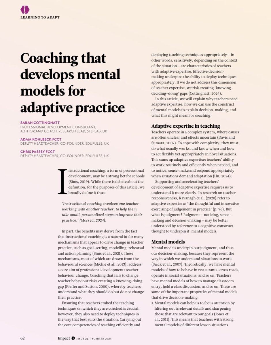 Adam Kohlbeck FCMI FCCT (@mradamkohlbeck) on Twitter photo Slightly late on this one but absolutely delighted to have this piece in <a href="/CharteredColl/">Chartered College of Teaching</a> Impact journal. Privilege to write with <a href="/MrChrisPassey/">Chris Passey FCCT</a> and <a href="/SCottinghatt/">Sarah Cottinghatt</a> and some exciting work going on with instructional coaching <a href="/Steplab_co/">Steplab</a> <a href="/Doug_Lemov/">Doug Lemov</a> <a href="/carlawhelan/">Carla Whelan FCCT</a> Slightly late on this one but absolutely delighted to have this piece in <a href="/CharteredColl/">Chartered College of Teaching</a> Impact journal. Privilege to write with <a href="/MrChrisPassey/">Chris Passey FCCT</a> and <a href="/SCottinghatt/">Sarah Cottinghatt</a> and some exciting work going on with instructional coaching <a href="/Steplab_co/">Steplab</a> <a href="/Doug_Lemov/">Doug Lemov</a> <a href="/carlawhelan/">Carla Whelan FCCT</a>
